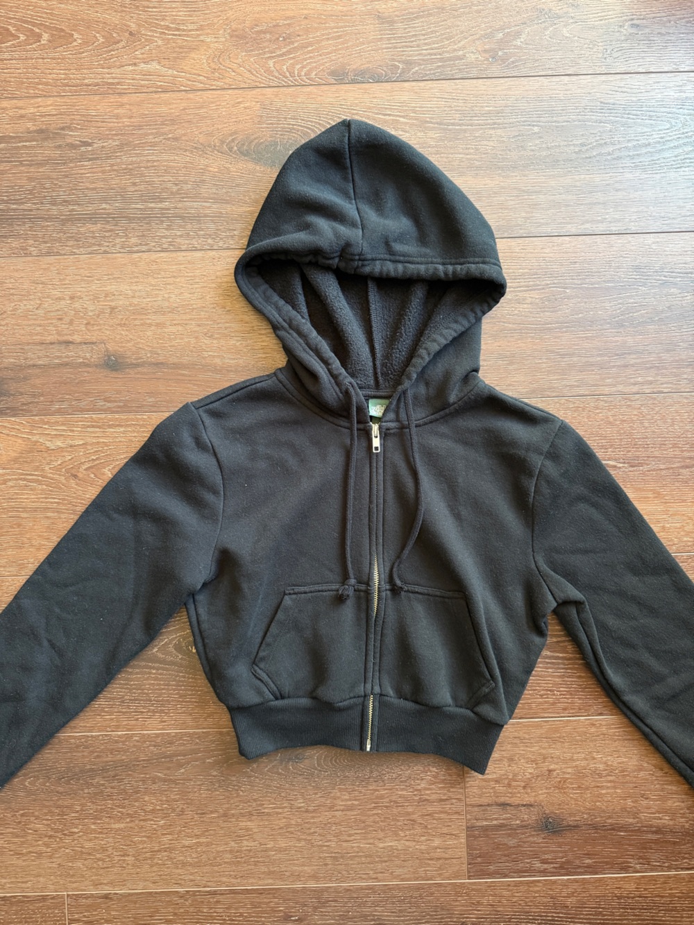 wild fable Black Zip-Up Hooded Sweatshirt